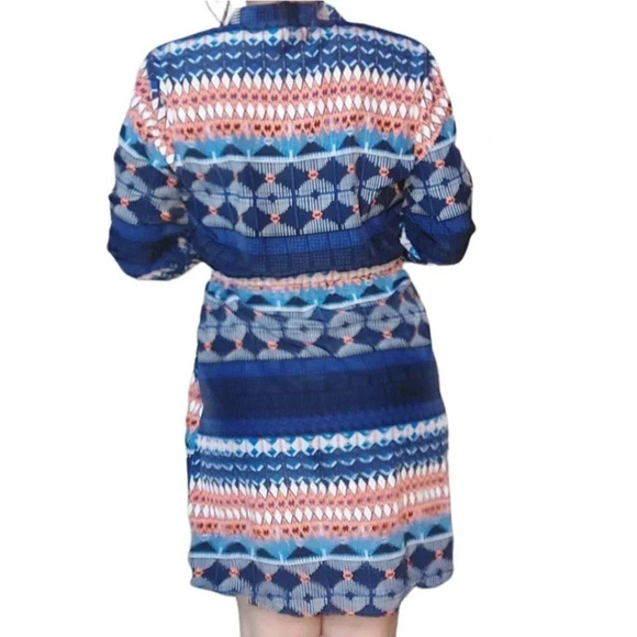 Bebop Orange White Blue Mini Dress Size Large - Picture 6 of 16